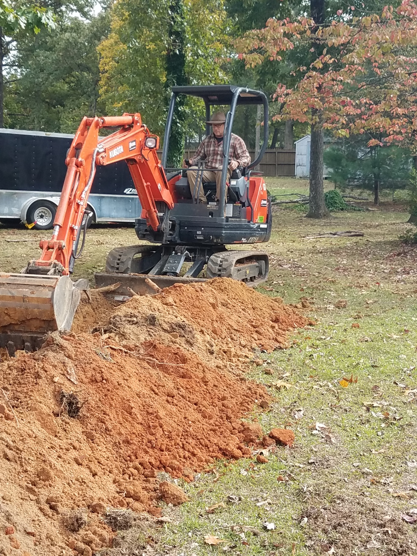 Randall Schneider Plumbing excavator on a sewer line job in Greenville SC